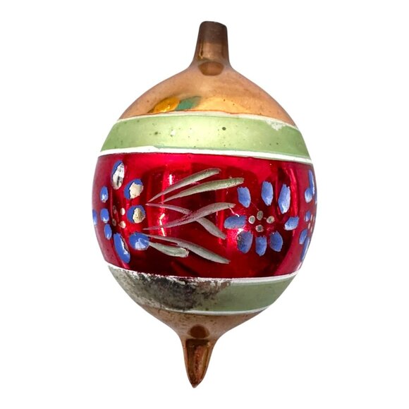 Vintage Hand Painted Reflector Christmas Ornaments Indented Blown Glass Set READ - Picture 6 of 12